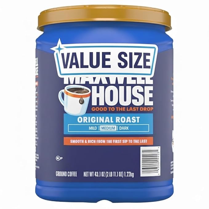 Maxwell's_House Original Medium Roast Ground Coffee – Smooth &amp Balanced Flavor – 43.1 oz+ SHIPPING IN BOX