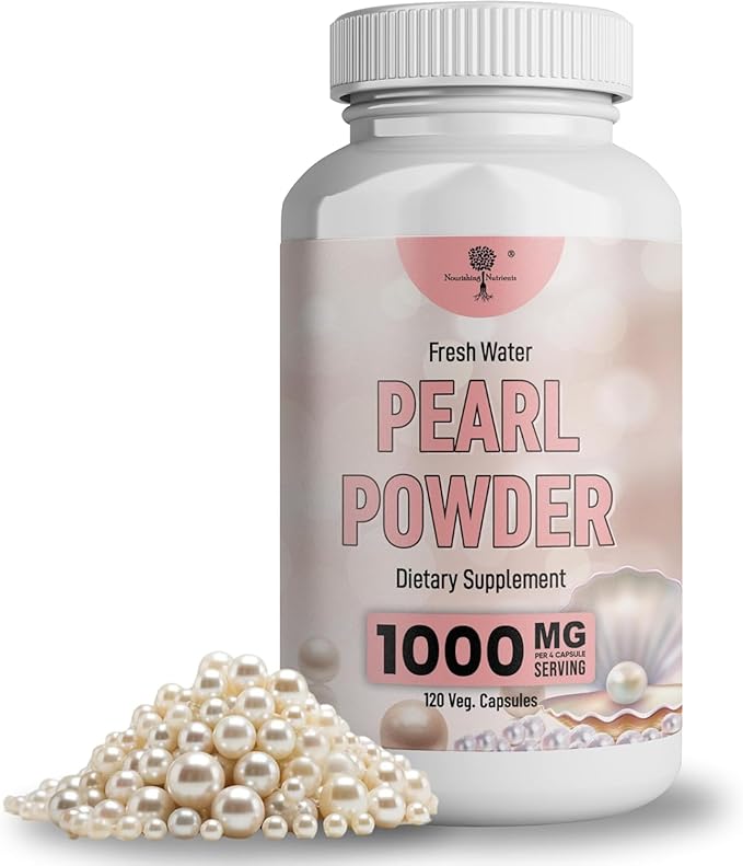 Pearl Powder Supplement for Skin Health - Anti-Aging Antioxidant &amp Collagen Production - Healthy Eyes Hair &amp Nails Supports Immunity Mood and Sleep - With Calcium &amp Amino Acids 120 cap