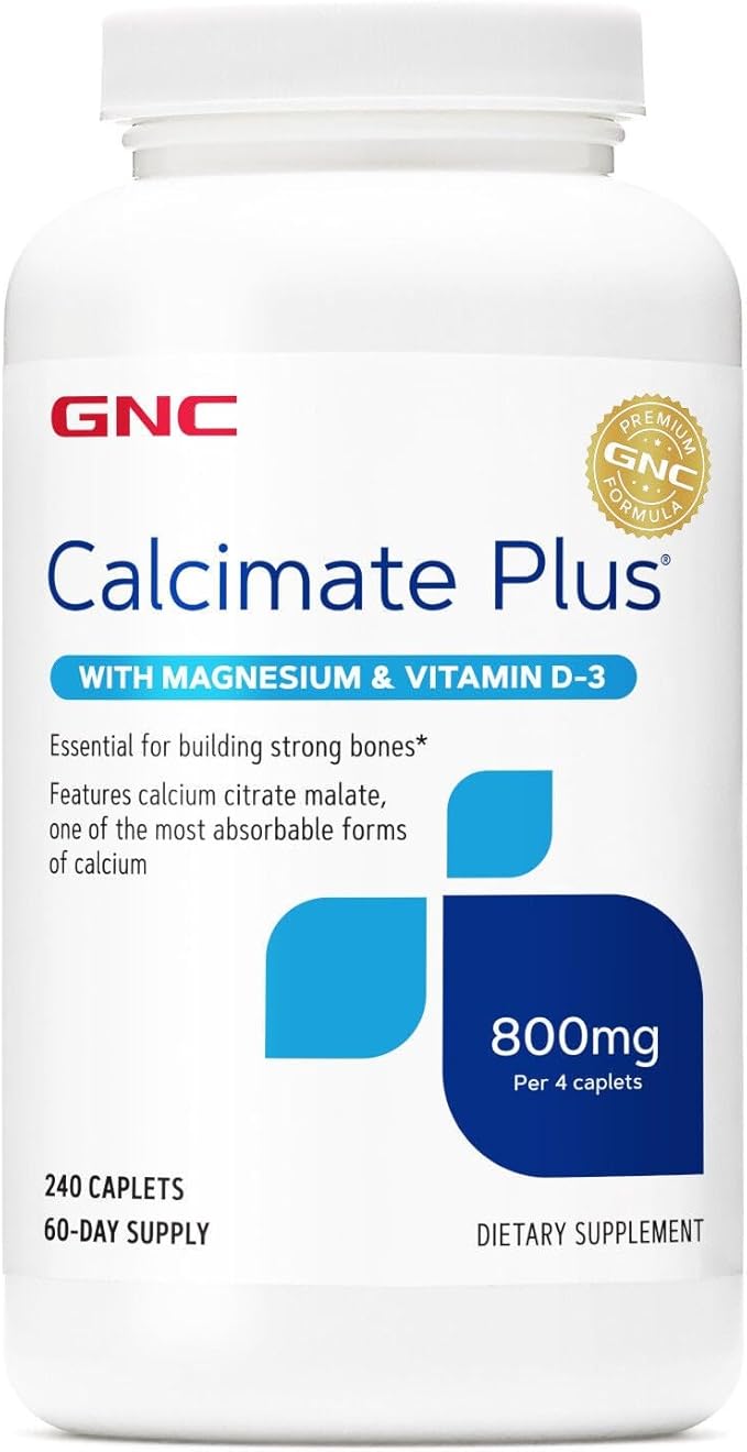 GNC Calcimate Plus 800mg Supplement Supports Strong Bones Enhances Calcium Absorption 60 Servings