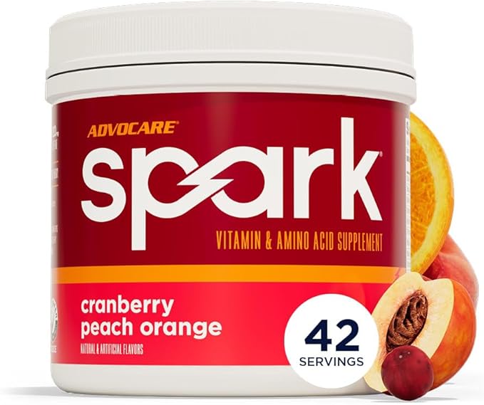 AdvoCare Spark - Energy Drink Mix - Vitamin &amp Amino Acid Supplement - Supports Energy &amp Focus - Portable Immune Support - Sugar-Free - Cranberry Peach Orange (10.5 oz)