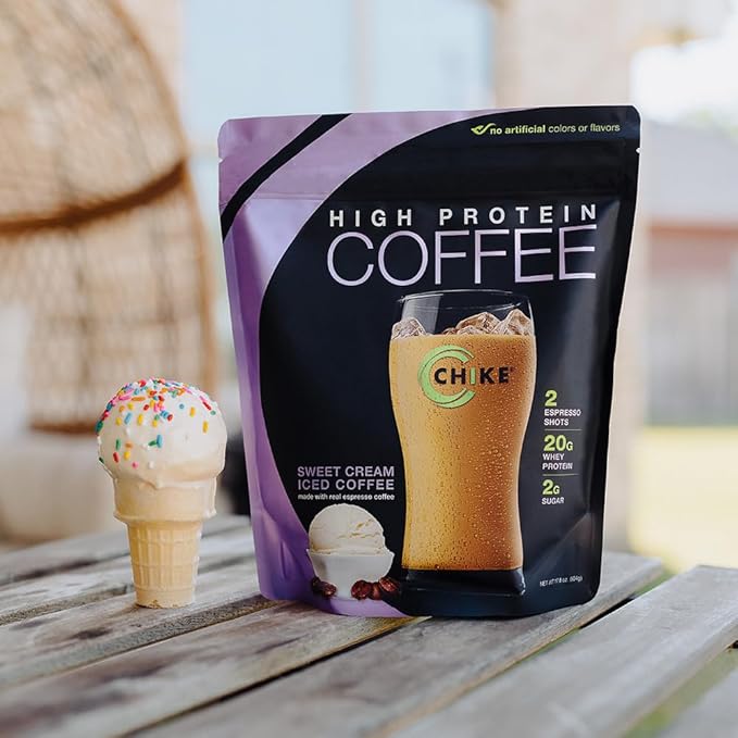 Chike Sweet Cream High Protein Iced Coffee 20 G Protein 2 Shots Espresso 2 G Sugar Keto Friendly and Gluten Free 14 Servings (17.8Ounce)