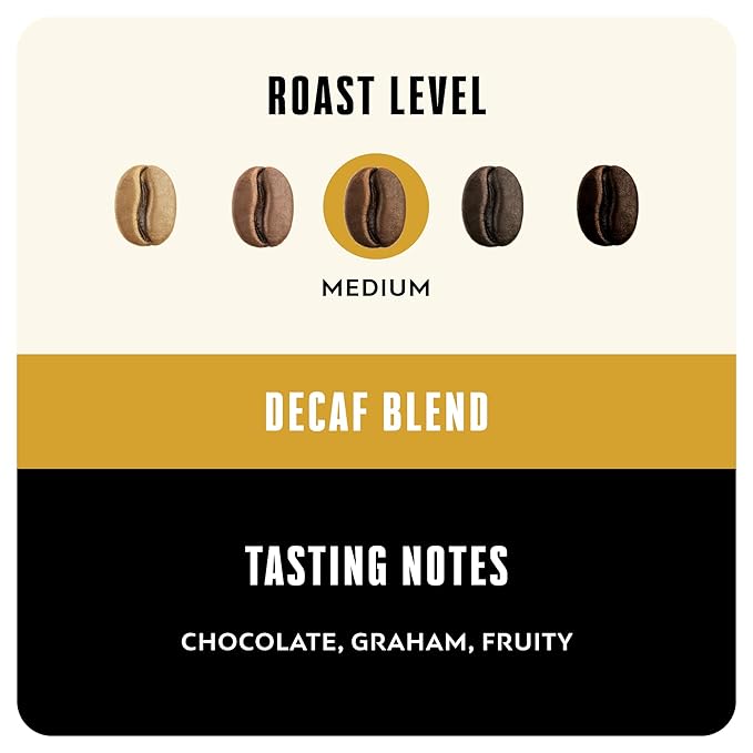 BLK &amp Bold Ground Coffee Coffee-ish Decaf Medium Roast 100% Arabica Coffee Beans Chocolate Graham Fruit Notes Fresh Roasted Decaf Coffee for Drip French Press Cold Brew &amp Espresso 12 oz