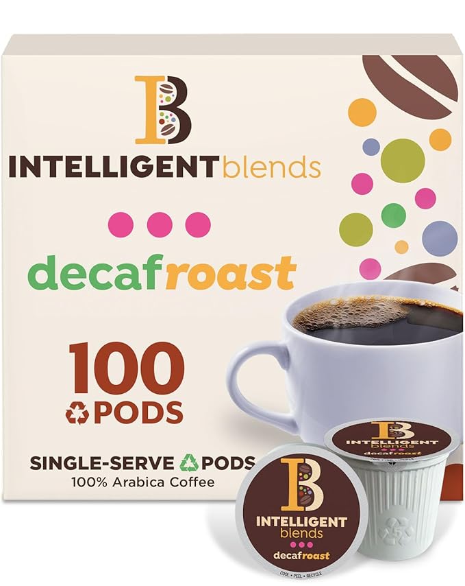 Intelligent Blends Decaf Dark Roast Coffee Pods 100 ct Single Serve Pods – 100% Arabica Coffee Compatible with Keurig K Cups Maker