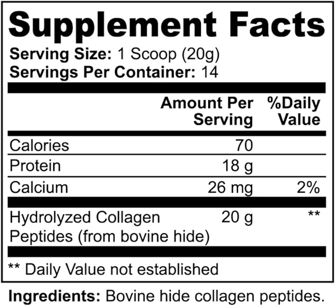 Grass-Fed Hydrolyzed Collagen Peptides Promotes Hair Nail Skin Bone and Joint Health Unflavored 9.9 oz