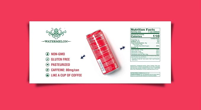 BLUMANIA ENERGY - WATERMELON 8.4 Oz (Pack of 24) No Jitters No Preservatives
