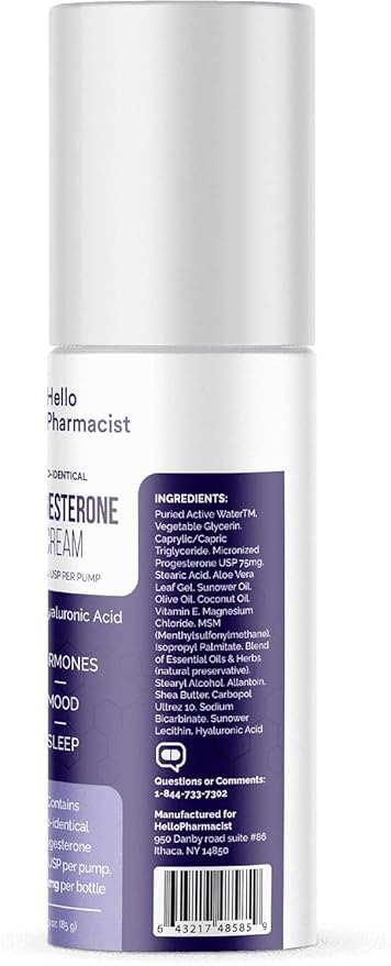 HelloPharmacist BioIdentical Progesterone Cream 3 oz – Made in USA
