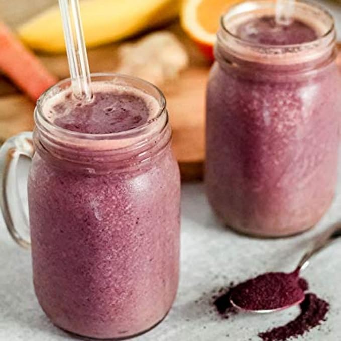 Wyman's Wild Blueberry Juice &amp Powder Bundle 12 Glass Bottles Juice 8oz Blueberry Powder 100% Wild Blueberries Antioxidant Activity Great for Smoothies &amp Baked Goods No Sugar Added