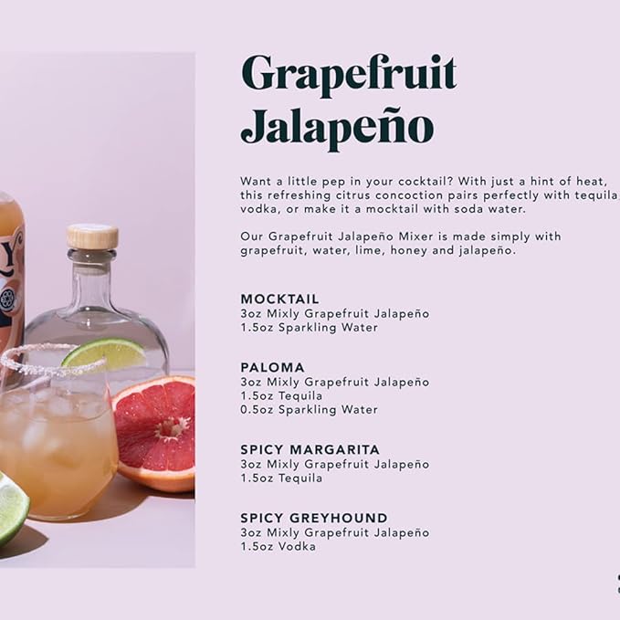 Mixly Favorites Bundle Pineapple Basil Lime Grapefruit Jalapeno Cucumber Mint Lime Made with Fresh Squeezed Juice Ready to Drink Use with Your Preferred Liquor or Soda Water Set of 3 Mixers