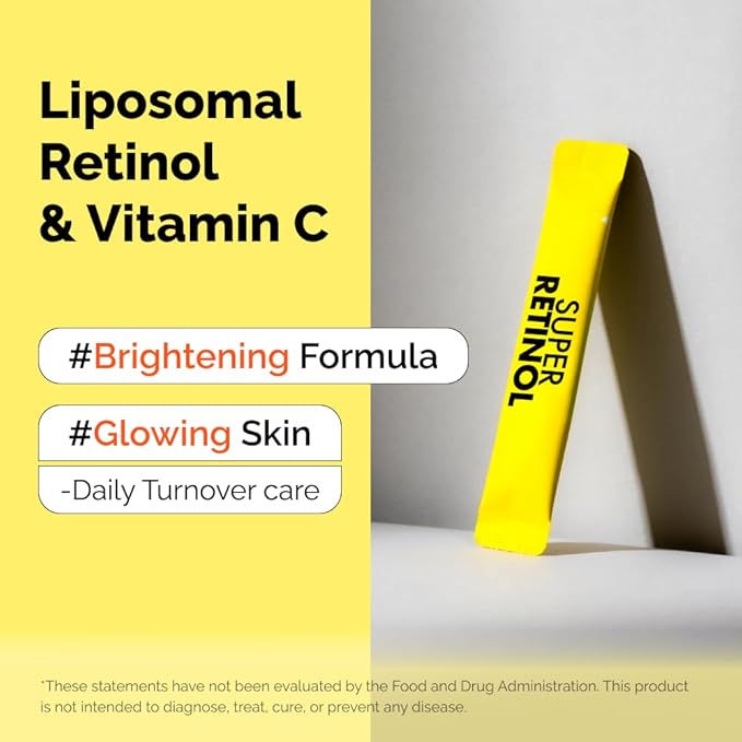 VITALBEAUTIE Super Retinol - Ingestible Liposomal Retinol &amp Vitamin C 1000mg Powder - Vegan K-Beauty Skin Supplement for Radiant Glass Skin &amp Tone Dark Spot Care 30 Packets