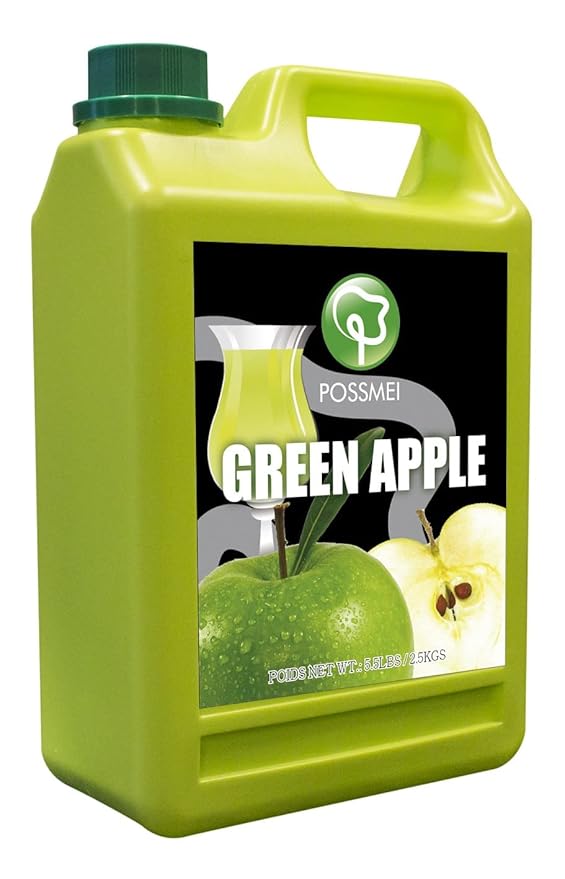 Possmei Green Apple Flavored Syrup 5.5 Pound Plastic Jar 2 Pack
