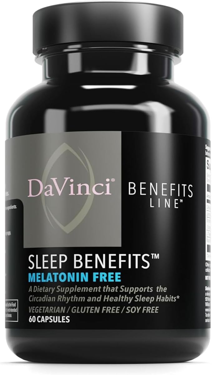 DAVINCI LABS Sleep Benefits - Melatonin-Free Sleep Support Supplement - Contains Maizinol Shoden Ashwagandha Suntheanine L-Theanine &amp More - Also Offers Stress Support - 60 Capsules.