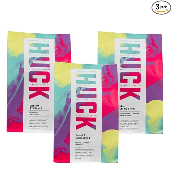 Bean Box Sampler - Roasted by Huckleberry Roasters 3-Pack Freshly Ground Coffee Gourmet Coffee