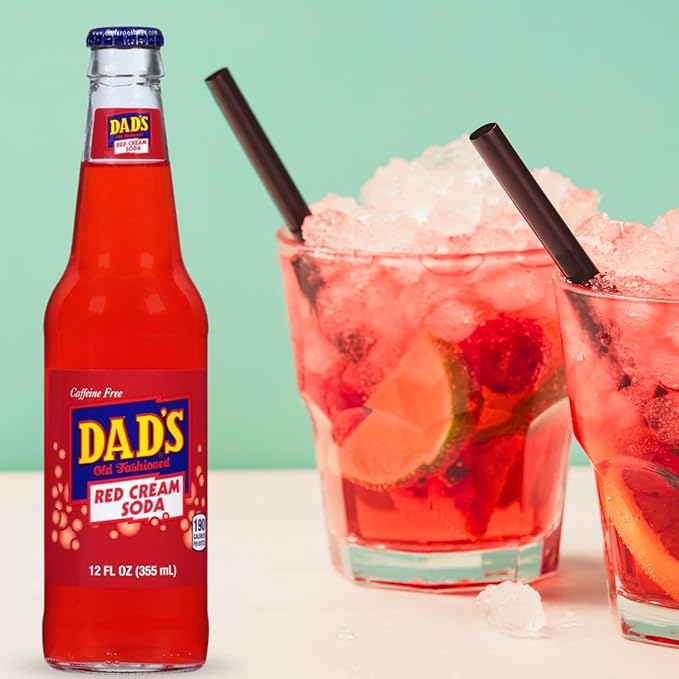 Dad's Old Fashioned Soda – 12 Glass Bottles (12 oz Each) – Premium Retro Soft Drink – Classic Root Beer Flavor – Vintage-Style Craft Soda for Nostalgic Refreshment &amp Gifting (12 Pack Red Cream So