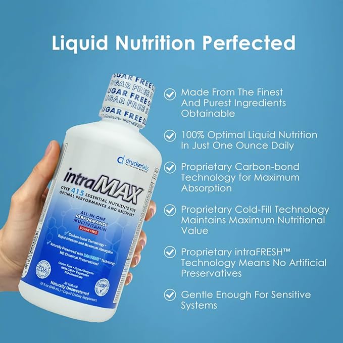 Drucker Labs Organic Sugar-Free All-in-One Performance Liquid Multivitamin for Men &amp Women | Non-GMO Gluten &amp Dairy Free | with Magnesium Zinc Vitamins D C &amp E | 32 oz