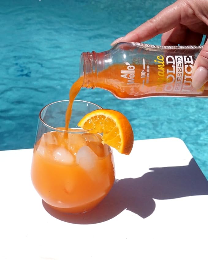 AllWellO Organic Cold Pressed Juice Drinks with Real Fruits and Vegetables Gluten Free Non-GMO Healthy Juices No Preservatives No Sugar Added (Tropical Escape 12 Pack)