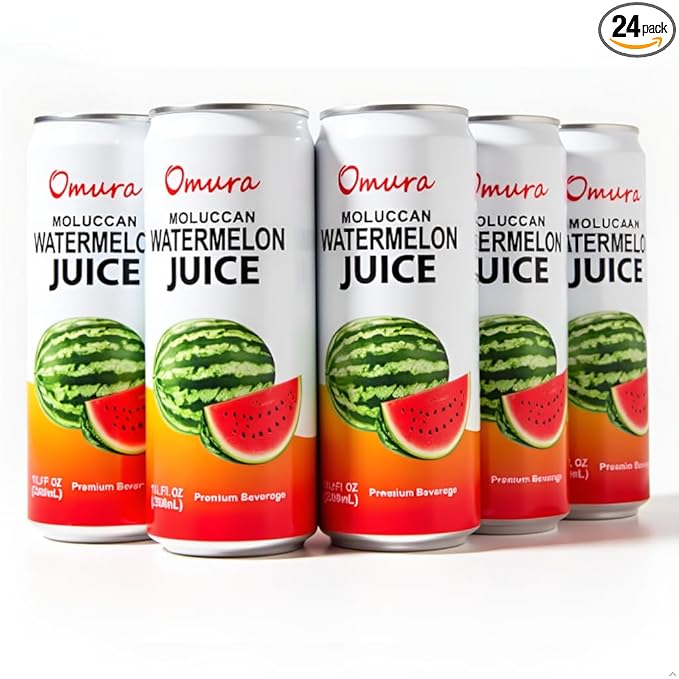 Omura Pack of 24 Watermelon Juice Drink Refreshing Watermelon Beverage with Natural Sweetness Non-GMO 11.3 Fl Oz (24-Pack)