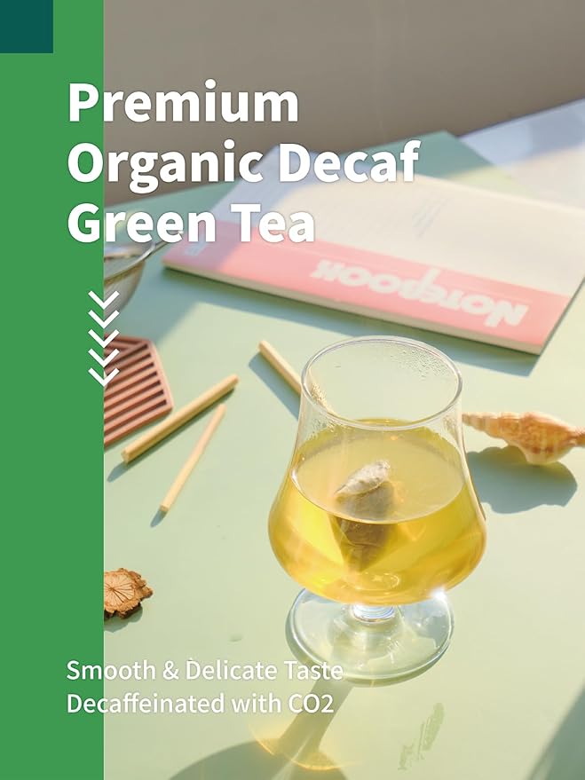HYNTMYT Organic Decaffeinated Green Tea Bags USDA Organic Decaf Green Tea Fresh &amp Smooth Taste Unsweetened 120 Count