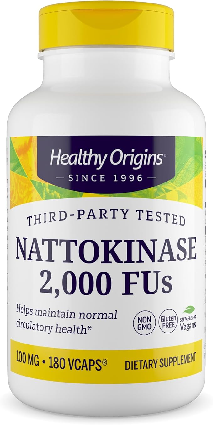 Healthy Origins Nattokinase 2000 FU's (100 mg Non-GMO Gluten Free Circulatory Support) 180 Veggie Caps