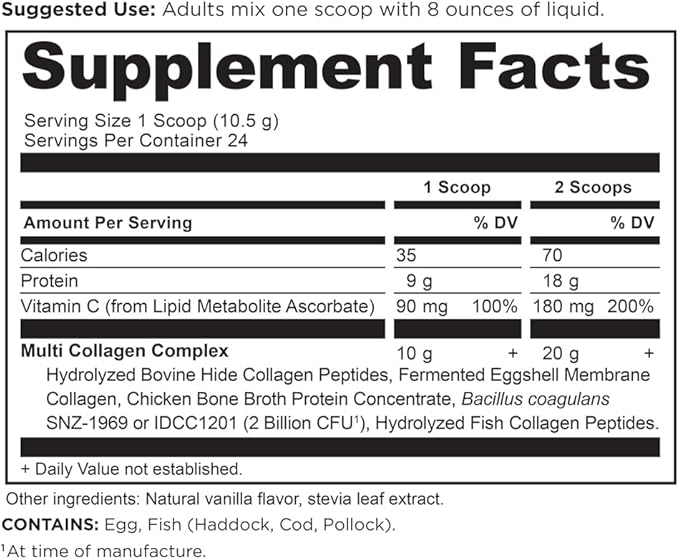 Ancient Nutrition Multi Collagen Protein Powder Unflavored 24 Servings + Multi Collagen Protein Powder Vanilla 24 Servings