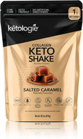 Keto Collagen Shake (Salted Caramel) - with Coconut Oil Prebiotics Grass Fed Hydrolyzed Collagen Peptides Type I &amp III Low Carb Gluten Free1.78lbs. (810g)