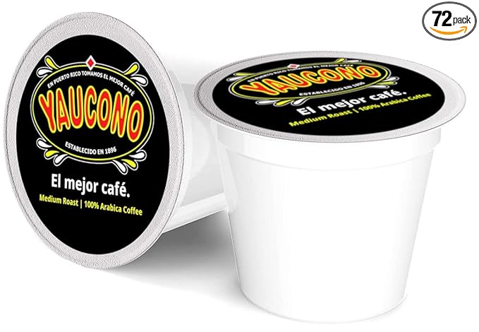 Yaucono Ground Medium Roast Arabica Coffee Single-Serve Pods 72 Count Compatible with Keurig K Cup Brewers