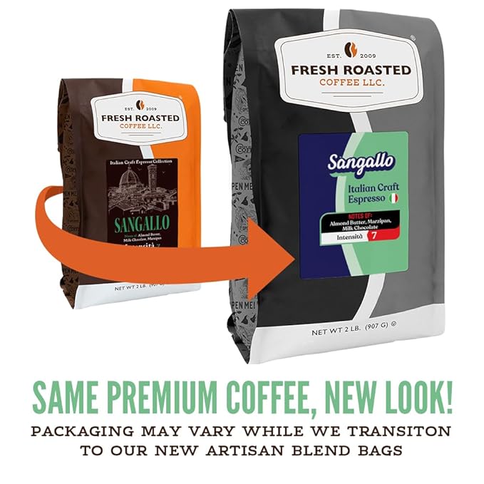 Fresh Roasted Coffee Sangallo Italian Craft Artisan Blend 2 lb (32 oz) Medium Roast Kosher Whole Bean