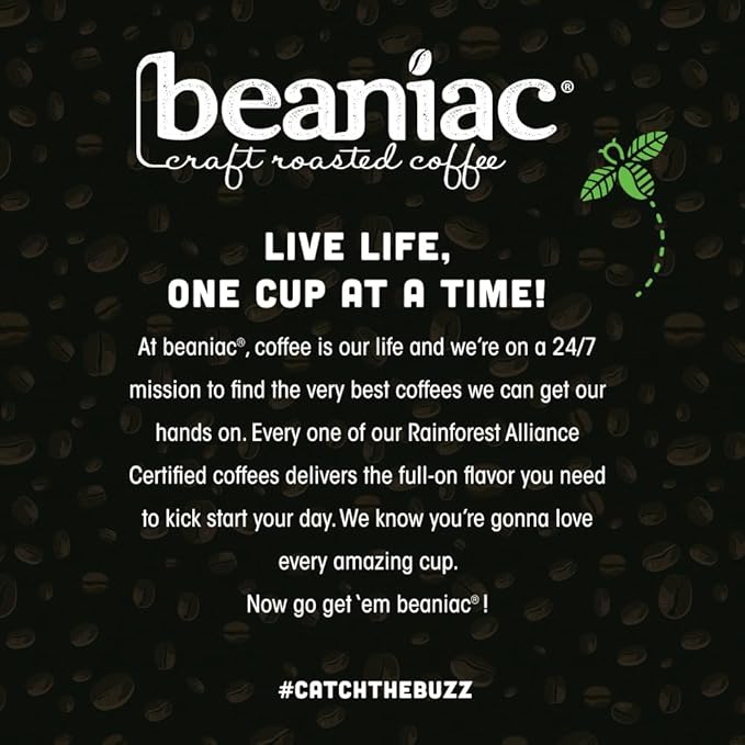beaniac Organic Daily Dose Donut Shop Light Roast Single Serve Compostable K Cup Coffee Pods Organic Arabica Coffee Keurig Brewer Compatible 30 Count