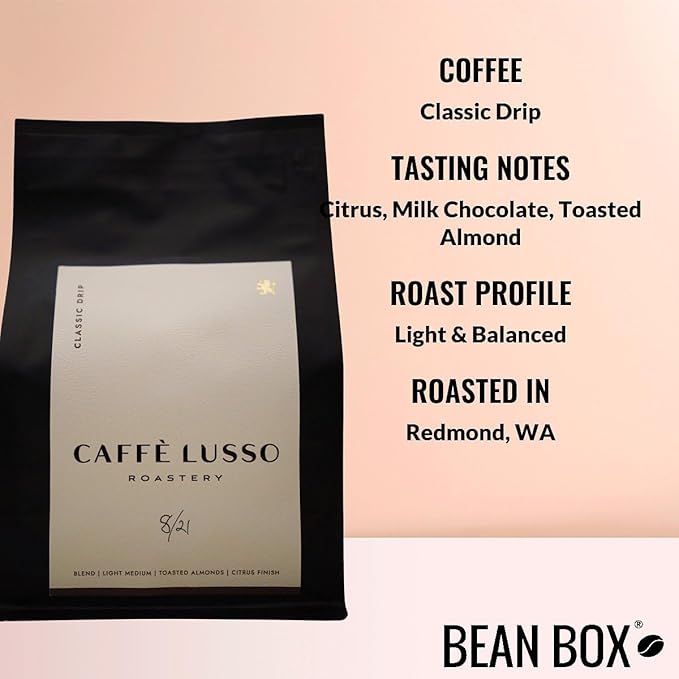 Bean Box Coffee Sampler - Roasted by Lusso 4-Pack Whole Bean Coffee Gourmet Coffee