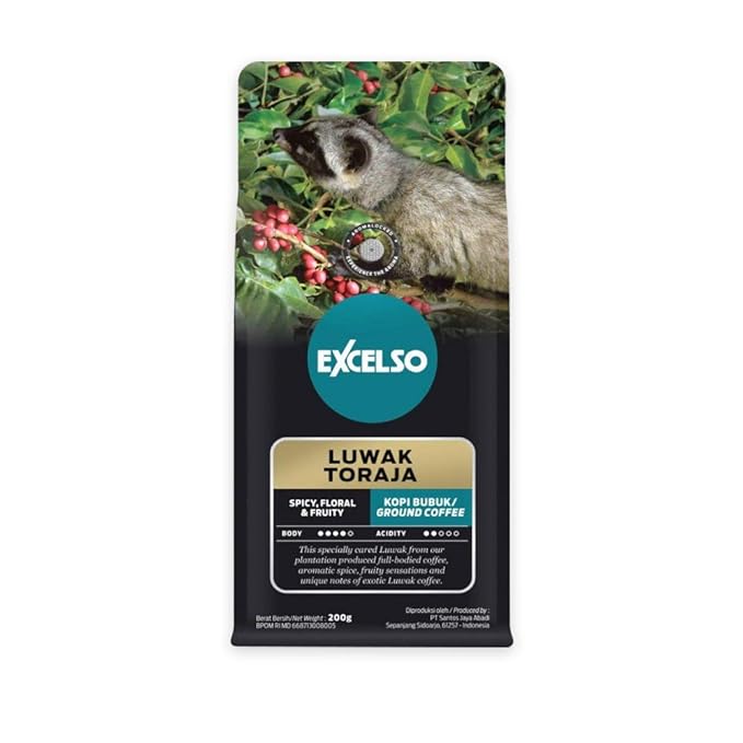 Excelso Luwak Toraja Ground Coffee 200g (Pack of 4)