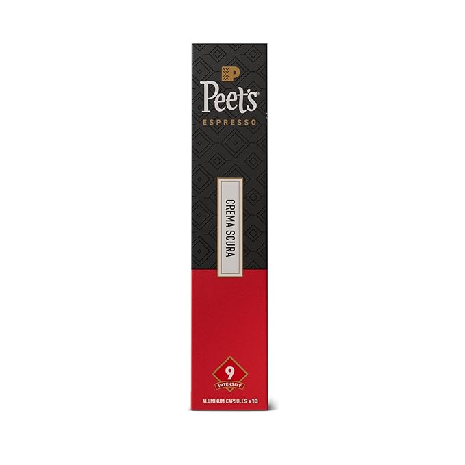 Peet's Coffee Medium Roast Espresso Capsules Compatible with Nespresso Original Machine 100% Arabica Coffee - Crema Scura Intensity 9 100 Count (10 Boxes of 10 Espresso Capsules)