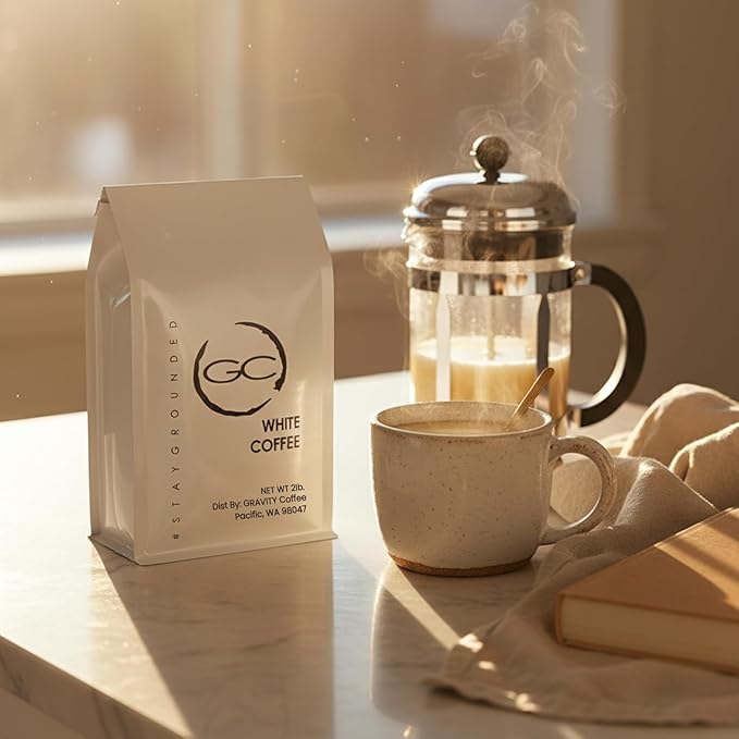 Gravity Coffee 2lb Signature White Coffee Bag of Ground White Coffee Nutty &amp Earthy Flavors Subtle and Smooth Flavor