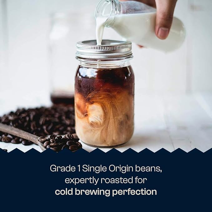 Colombian Dark Roast Single Origin Gourmet Organic Cold Brew Coffee Beans Smooth Taste of Cocoa with Light Fruited Flavors Cold Brew Coffee Grounds 2 lb Coffee Bag