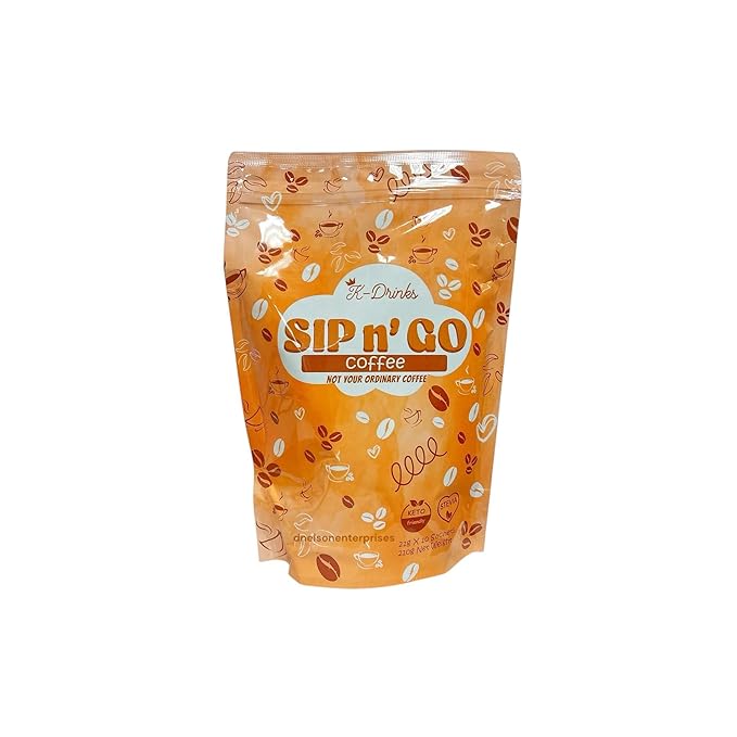 K-Drinks by Meldhen SIP n° GO Coffee - Keto-Friendly Instant Coffee Mix with Stevia | 22g x 10 Sachets
