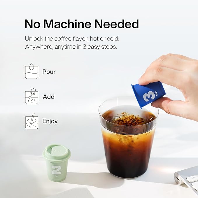 Saturnbird Instant Coffee Pods Light/MediumRoast 100% Arabica Freeze-dried Coffee without Machine Brew with Hot/Cold Water or Milk 24 Count (NO.1-3 MIX)