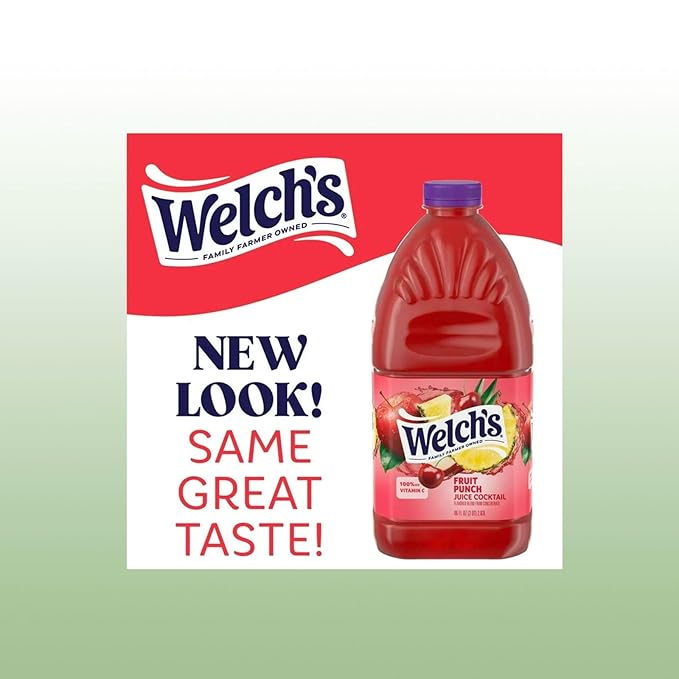 Welch's Fruit Punch Juice Drink 96 fl oz Plastic Bottle 2 Pack + 15 Sugarcane Disposable Straws by KOOL8SHOP Infinite Deals