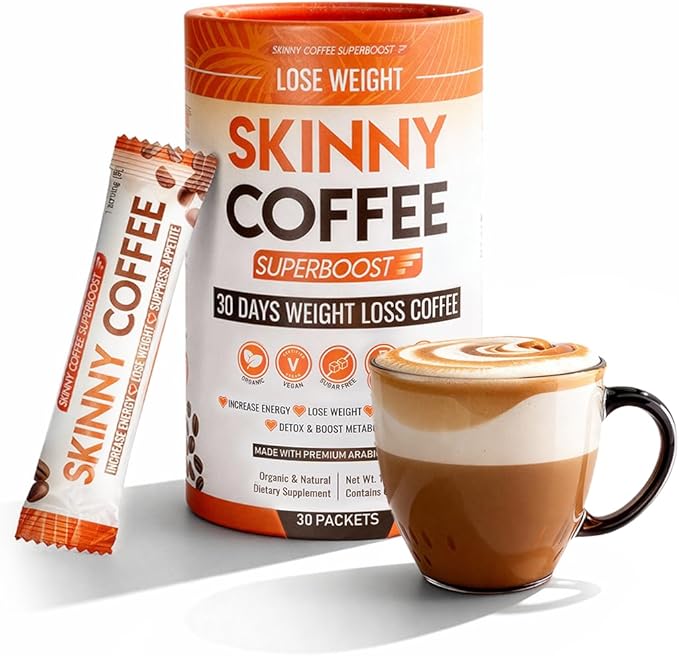 Skinny Coffee Super Boost Weight Loss Coffee Belly Fat Burner for Women &amp Men Sugar-Free Keto Vegan Reduces Bloating Supports Energy &amp Metabolism Appetite &amp Cravings Control (30 Servi