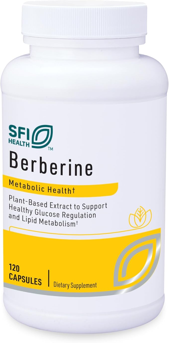 Klaire Labs SFI Health Berberine HCI 500mg - Berberine Supplement - Gluten-Free Hypoallergenic (120 Capsules)
