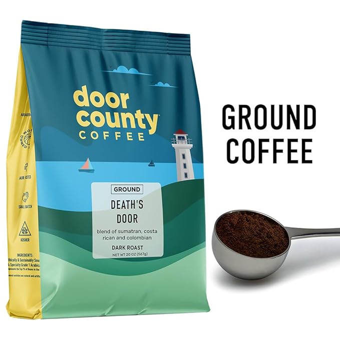 Door County Coffee - Death's Door - Dark Roast - Ground 20 oz Bag