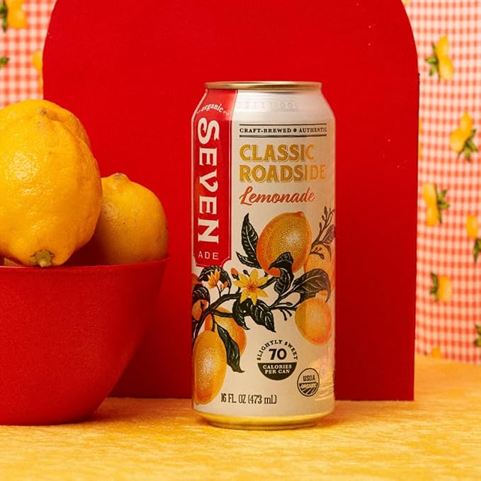 SevenTeas Classic Lemonade 16 OZ (Pack of 12 Cans) Organic