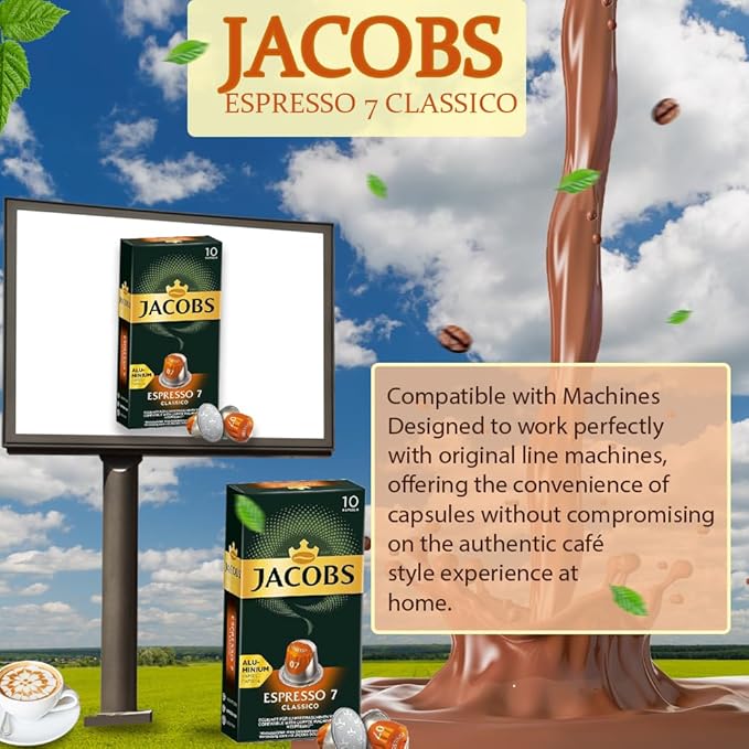 Jacobs Espresso 7 Classico 10x10 CAPSULES Coffee Capsules Compatible with (057 USD/1 CAP)