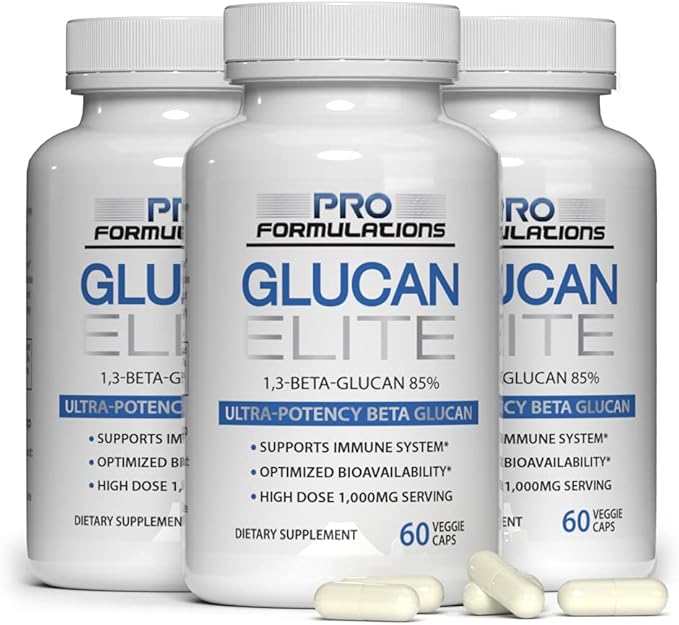 Glucan Elite – 85% Beta 13D Glucan 500mg - 60 vcaps | 85% Minimum Active 13 Linkage Ultra-Potency Beta Glucan – Highest Bioavailability with BGF-Immune (Pack of 3)