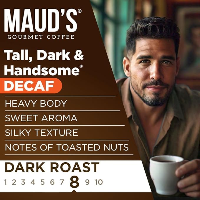 Maud's Decaf Dark Roast Coffee Pods 50ct Decaffeinated Coffee in Single Serve Pods – 100% Arabica Coffee Compatible with Keurig K Cups Maker