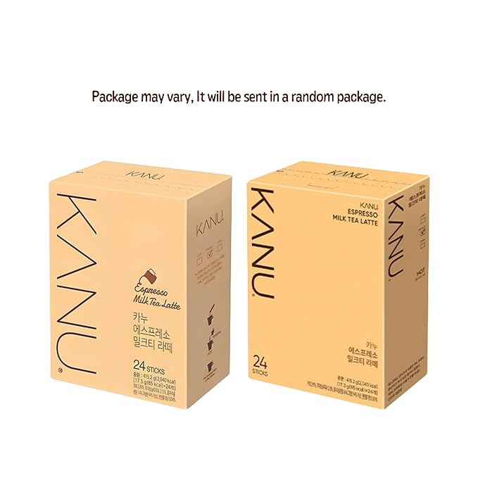 KANU Espresso Milk Tea Latte Instant Sticks 24 Count x 2 Boxes (Total 48) — Café-Style Black Tea &amp Espresso Mix Hot or Iced Single-Serve Korean Latte