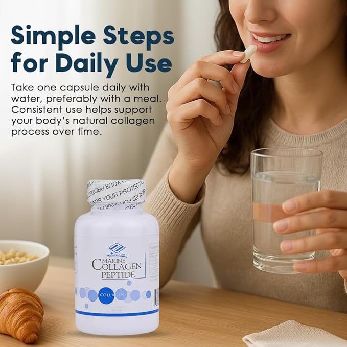 Nu-Health Marine Collagen Peptides | Collagen Supplements for Women with Vitamin C &amp Rose Hips | Hydrolyzed Marine Collagen Capsules | Skin Hair &amp Nails Support | 100 Capsules