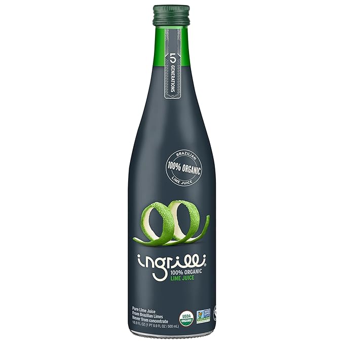 Ingrilli 100% Organic Lime Juice 16.9 Fl Oz Glass Bottle (Pack of 3)