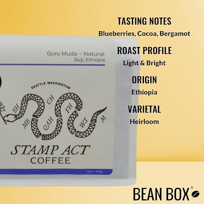 Goro Muda - Ethiopia - Roasted by Stamp Act - Freshly Ground Coffee - 12 Ounce Bag