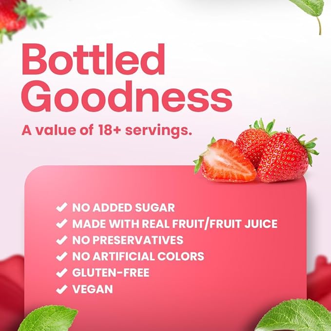Dr. Smoothie 100% Crushed Strawberry – No Added Sugar Made with Real Fruits/Fruit Juice – Vegan No Artificial Colors or Flavors – Juicy Strawberries for a Sweet &amp Vibrant Treat – Six 46 oz Bottl