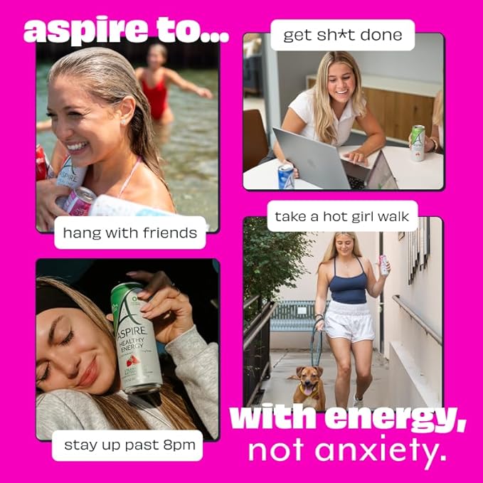 ASPIRE® Classics Variety Pack Healthy Energy Drink 80mg Natural Caffeine Zero Sugar No Carbs Keto Friendly 12 Pack Green Tea Sugar Free Drink Low Caffeine Zero Calorie