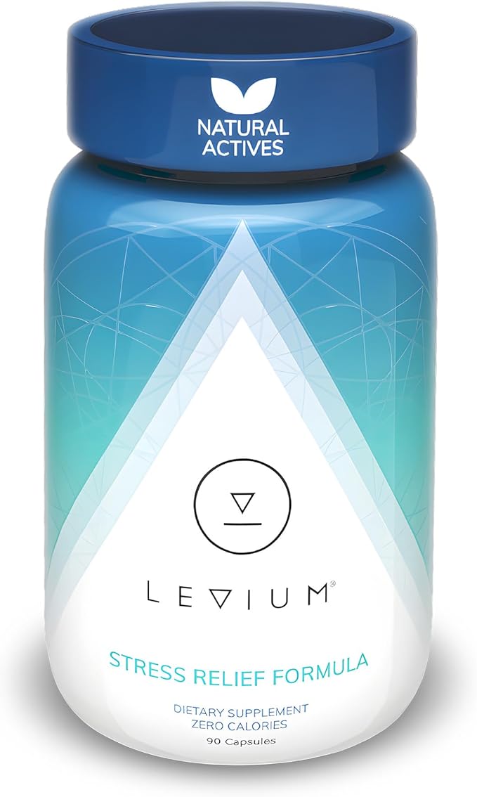 Levium Stress Supplement for Calm &amp Mood Support | Ashwagandha KSM-66 Magnesium L-Theanine &amp GABA | Supports Mental Focus &amp Relaxation | Non-Habit Forming | 90 Capsules