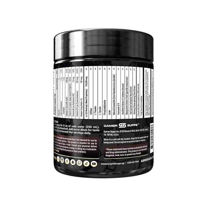Gamer Supps GG Energy - Schlatt Milk by jschlatt (100 Servings) - Keto Friendly Gaming Energy and Nootropic Blend Sugar Free + Organic Caffeine + Vitamins + Immune Support Powder Drink
